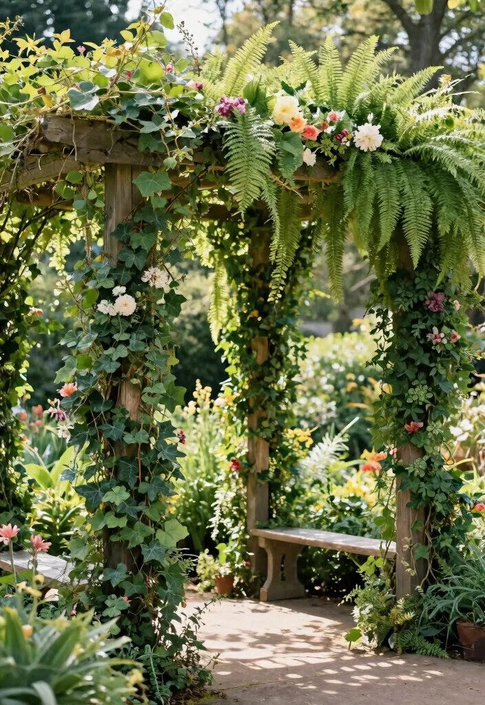 17 Pergola Wedding Decorations Ideas With Romantic Drapes - 9. Dramatic Vines and Greenery 1