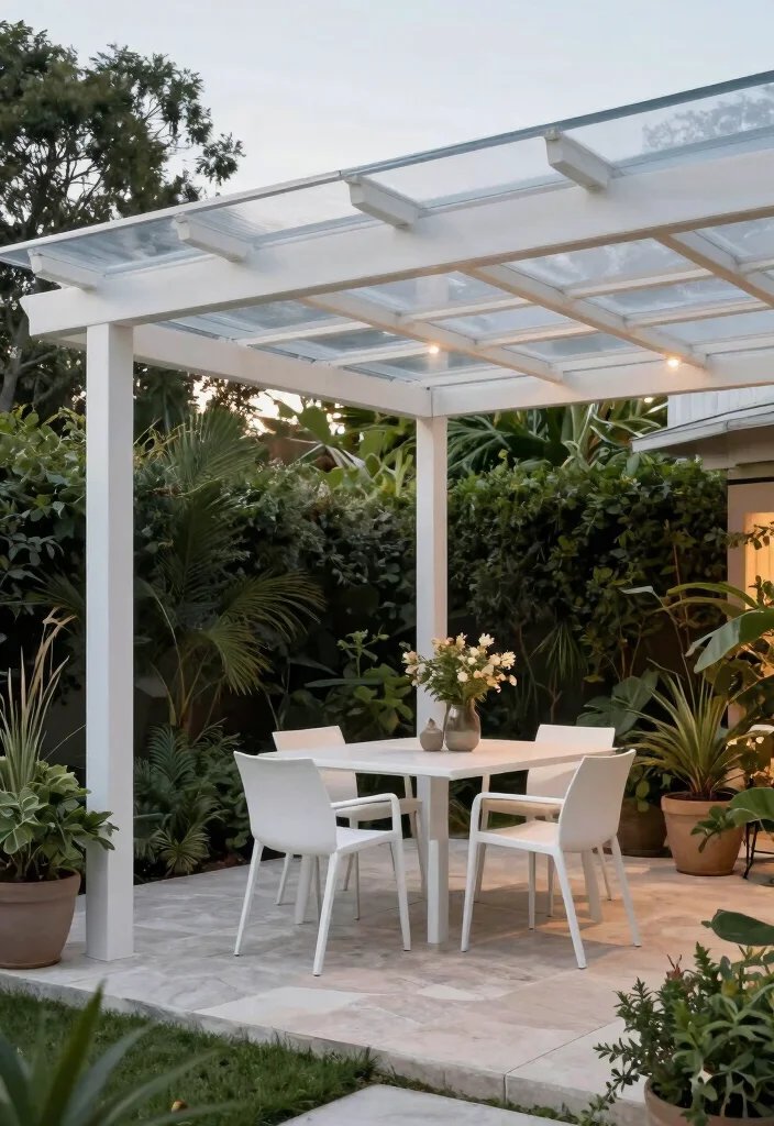 17 Pergola With Polycarbonate Roof Ideas for Durable Shade 1 17 Pergola With Polycarbonate Roof Ideas for Durable Shade - 1. Modern Minimalist Design 1