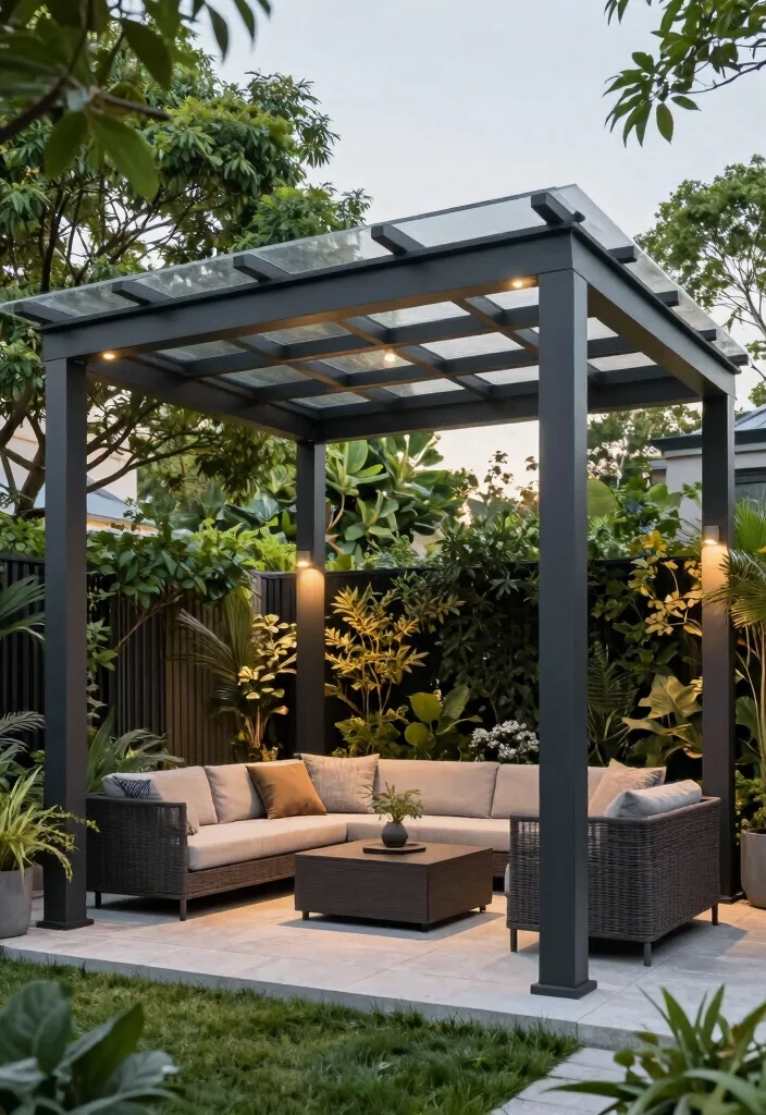 17 Pergola With Polycarbonate Roof Ideas for Durable Shade 14 17 Pergola With Polycarbonate Roof Ideas for Durable Shade - 14. Pergola with Retractable Roof 1