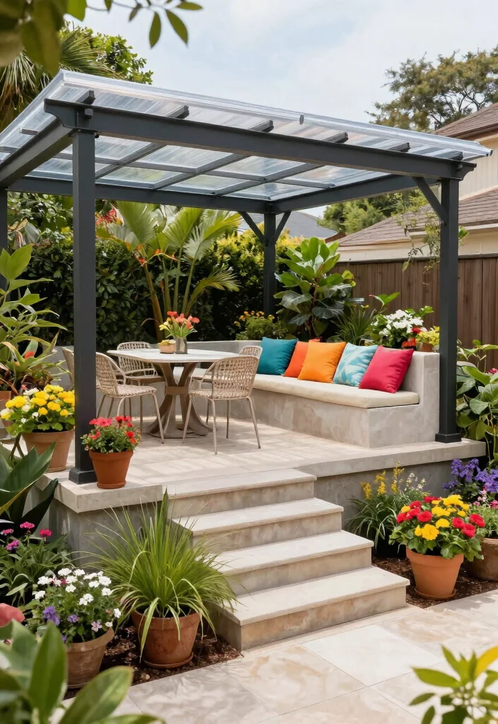 17 Pergola With Polycarbonate Roof Ideas for Durable Shade 4 17 Pergola With Polycarbonate Roof Ideas for Durable Shade - 4. Multi-Level Pergola 1