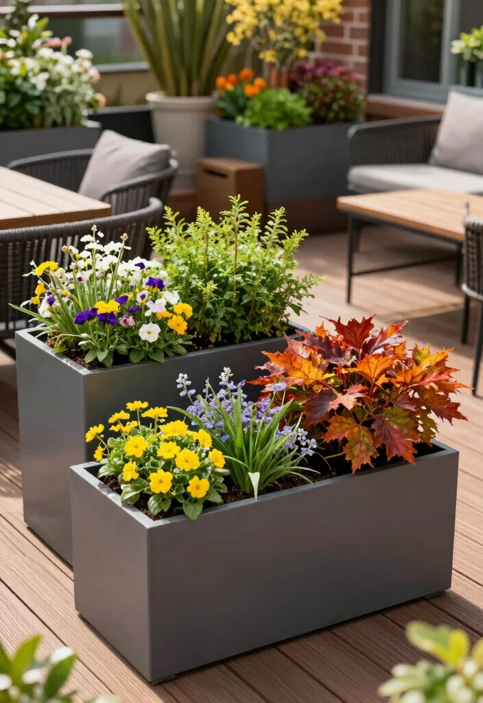 17 Rectangular Planter Box Ideas With Clean Lines - 14. Seasonal Displays 1