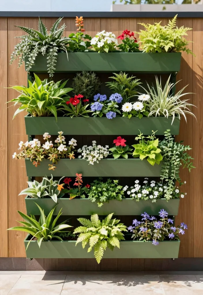 17 Rectangular Planter Box Ideas With Clean Lines - 4. Vertical Layered Planters 1