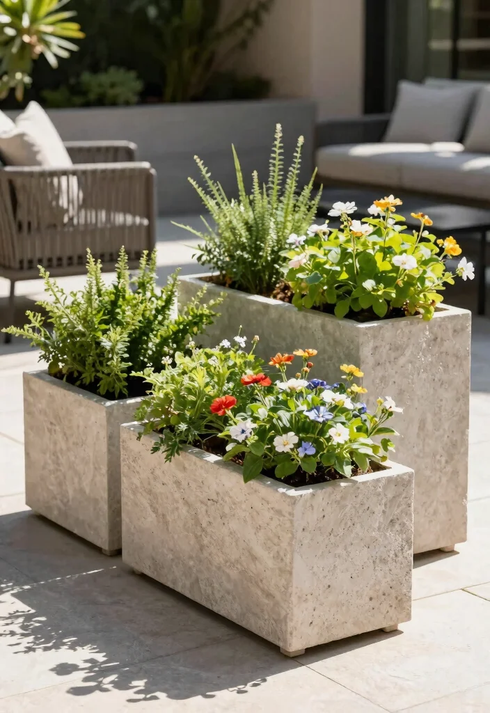 17 Rectangular Planter Box Ideas With Clean Lines - 5. Stylish Composite Planters 1