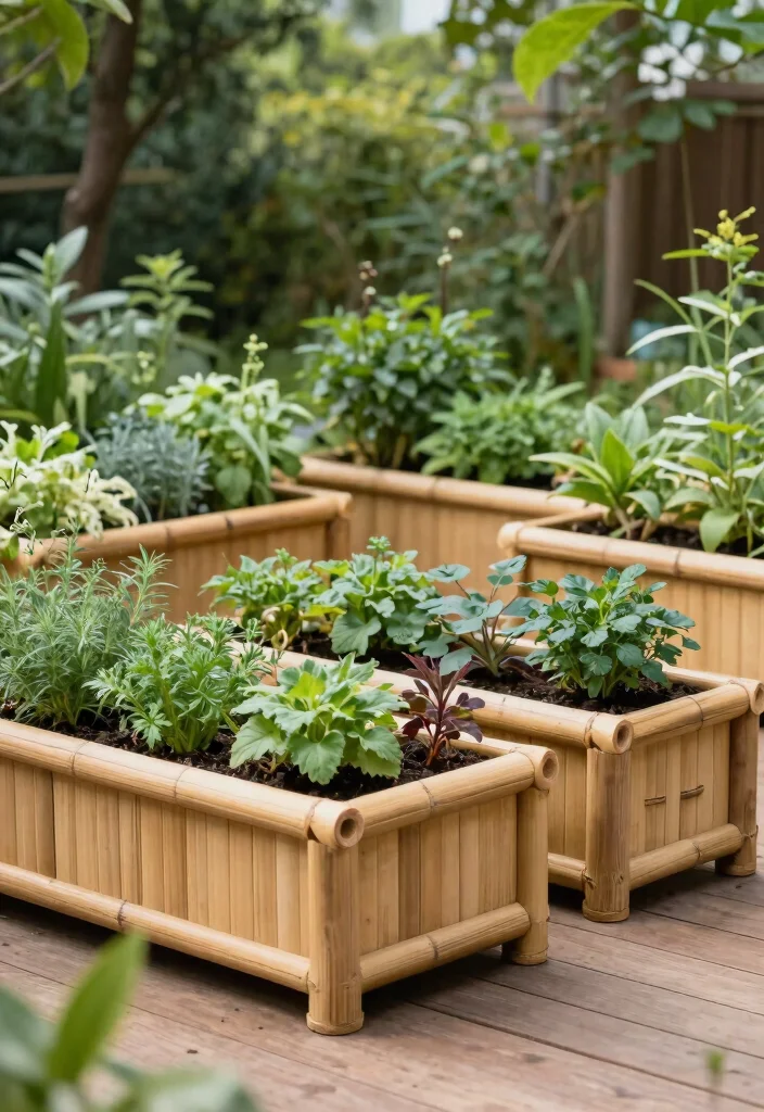 17 Rectangular Planter Box Ideas With Clean Lines - 8. Eco-Friendly Bamboo Planters 1