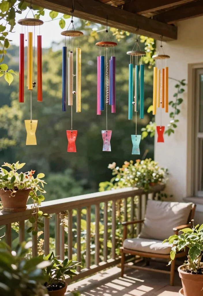 17 Small Balcony Decor 2026 Trending Ideas That Feel Cozy & Chic - 17. Artistic Wind Chimes 1