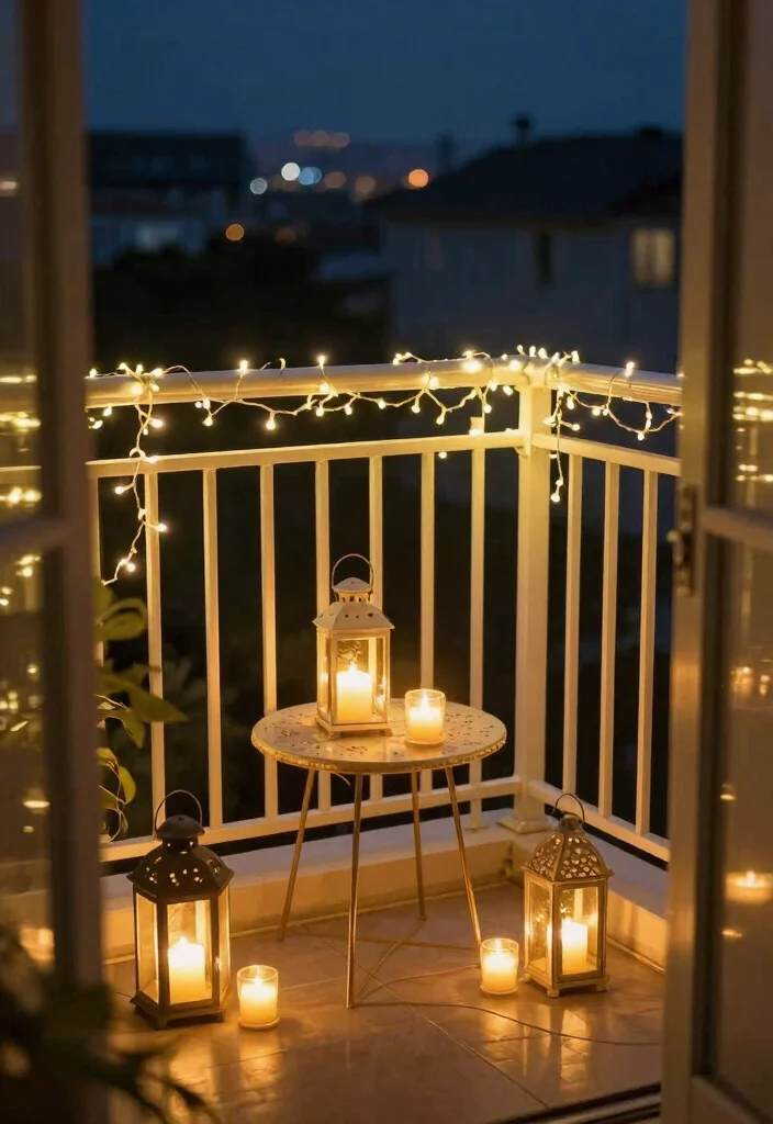 17 Small Balcony Decor 2026 Trending Ideas That Feel Cozy & Chic - 4. Ambient Balcony Lighting 1