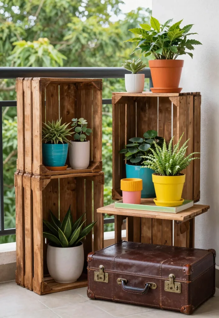 17 Small Balcony Decor 2026 Trending Ideas That Feel Cozy & Chic - 9. Upcycled Decor 1