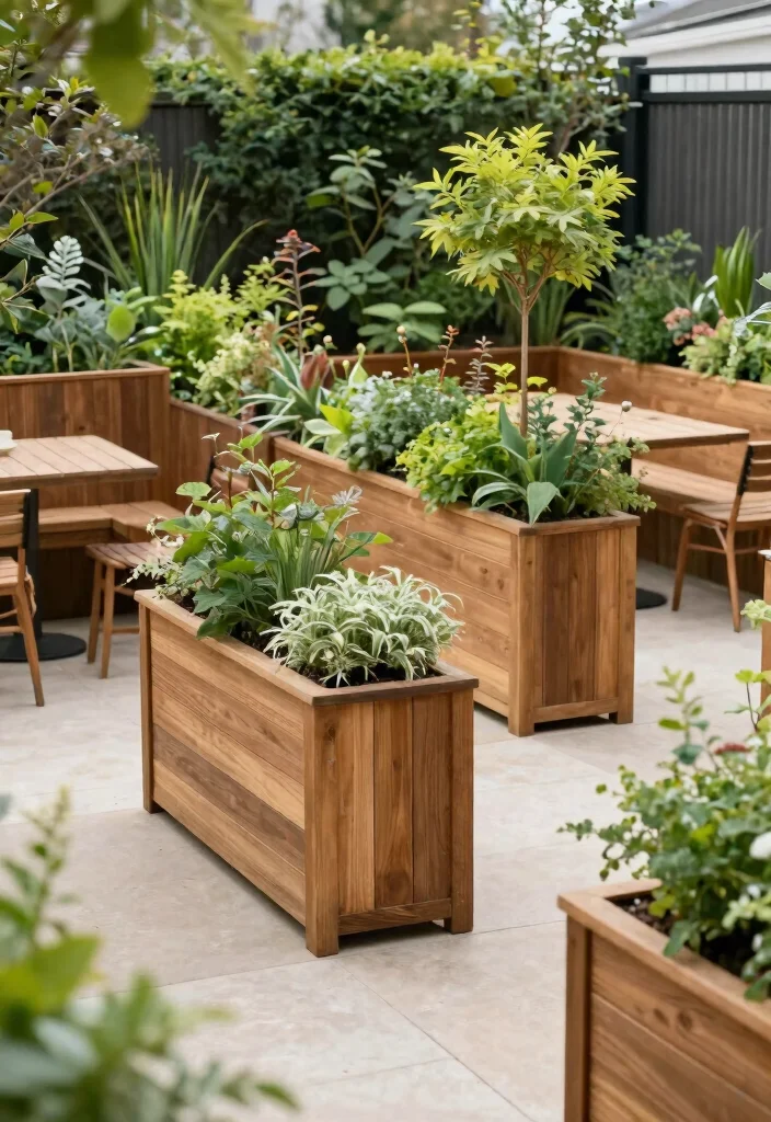 17 Timber Planter Boxes Ideas With Natural Warmth - 12. Timber Planters as Garden Dividers 1