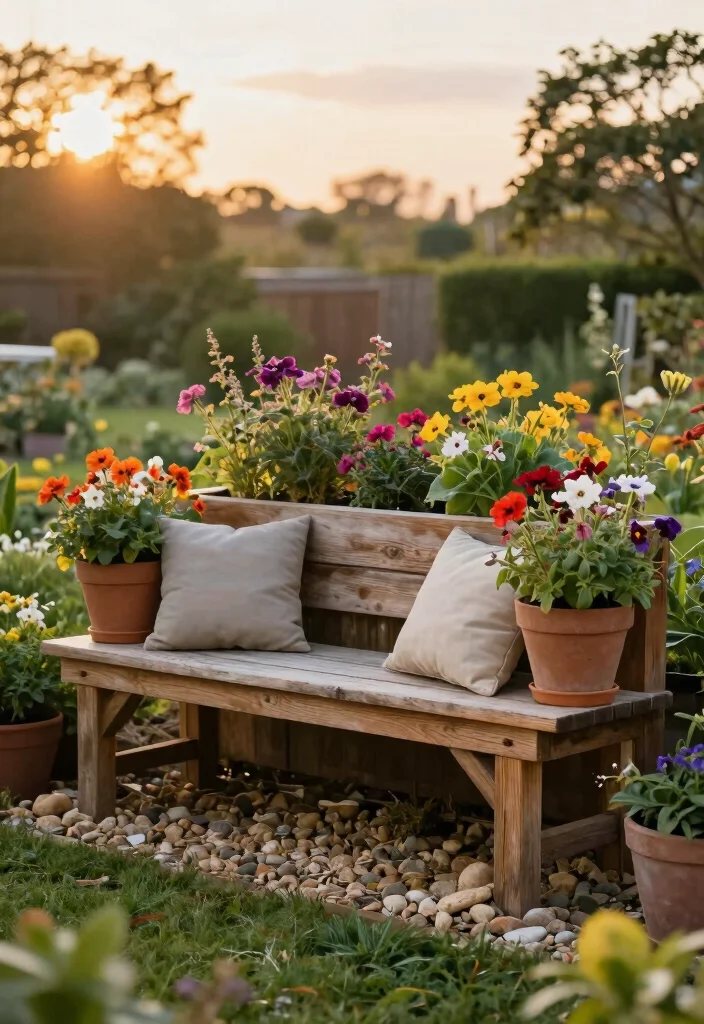 17 Timber Planter Boxes Ideas With Natural Warmth - 2. Rustic Timber Bench Planter 1