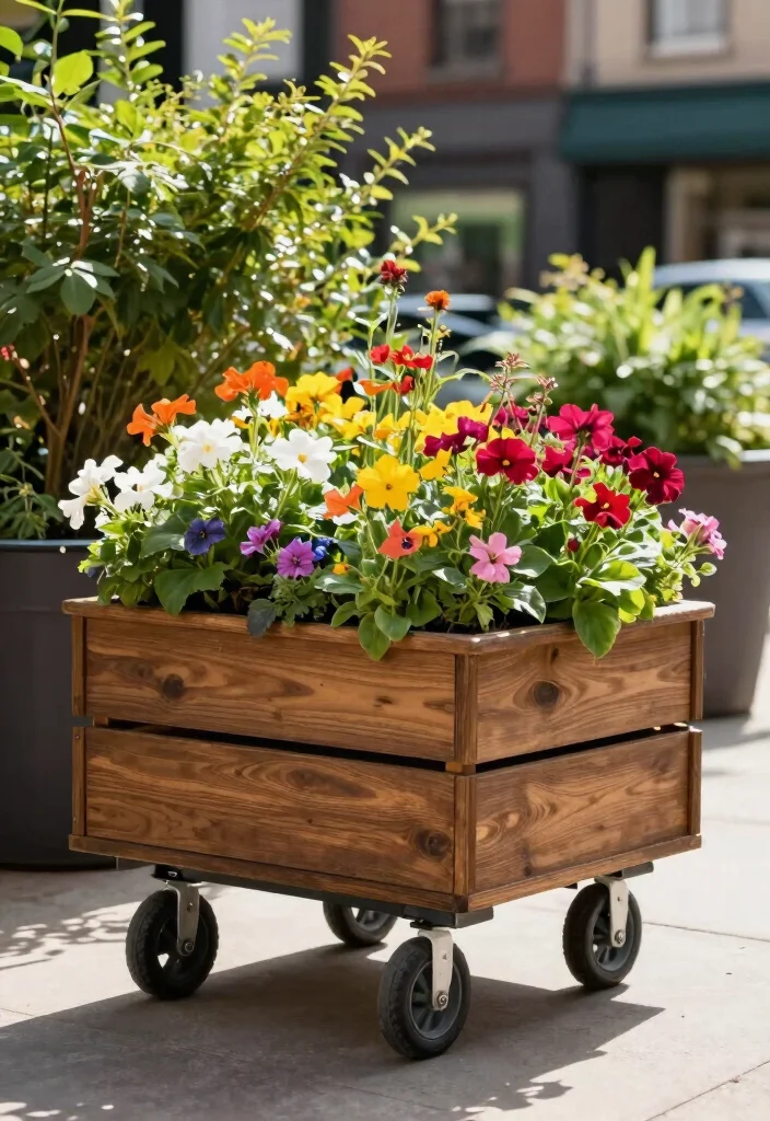 17 Timber Planter Boxes Ideas With Natural Warmth - 8. Mobile Timber Planter Box 1