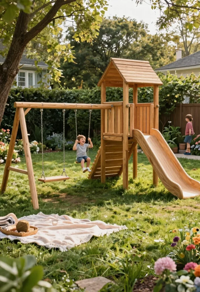18 Backyard Playground Landscaping Ideas Kids Will Love - 1. Natural Wood Play Structures 1