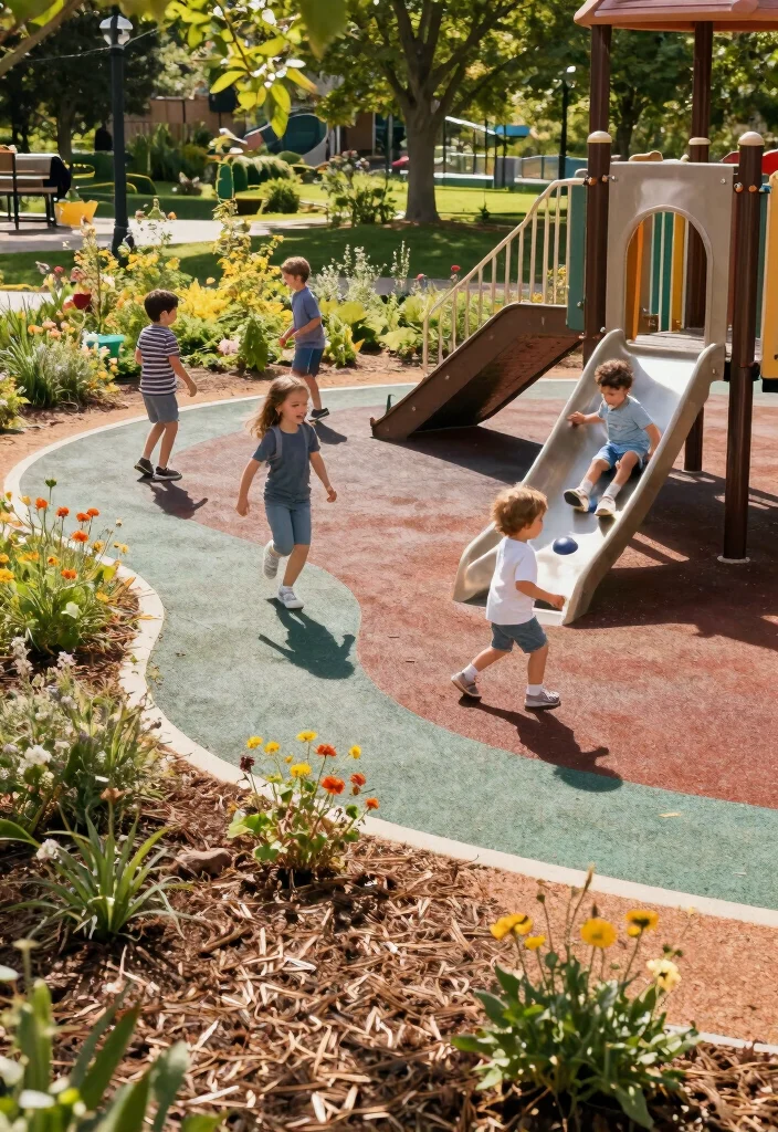 18 Backyard Playground Landscaping Ideas Kids Will Love - 2. Eco-Friendly Playground Surfacing 1