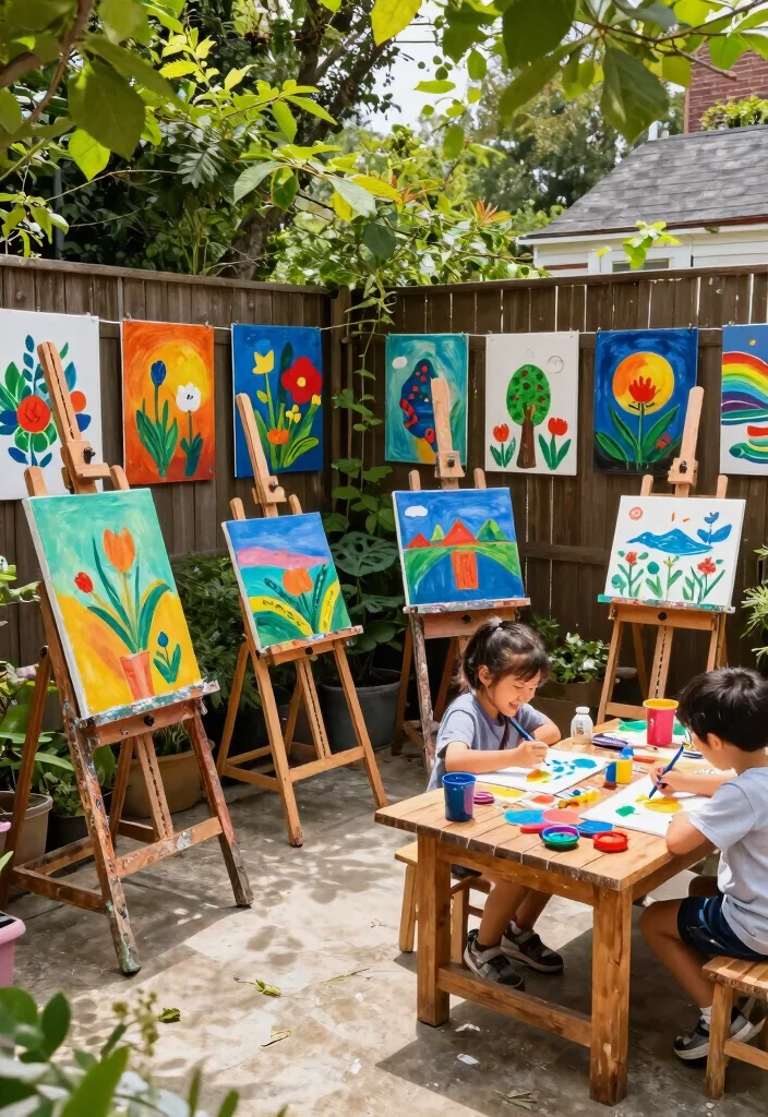 18 Backyard Playground Landscaping Ideas Kids Will Love - 5. Outdoor Art Spaces 1