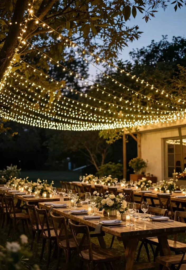 18 Backyard Reception on a Budget Ideas That Still Wow - 1. Fairy Lights Everywhere 1