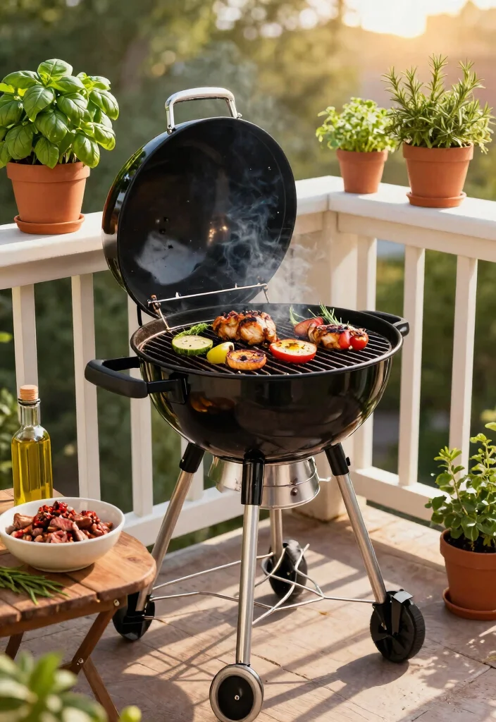 18 Balcony BBQ Ideas for Fun Outdoor Cooking 1 18 Balcony BBQ Ideas for Fun Outdoor Cooking - 1. Compact Charcoal Grilling 1