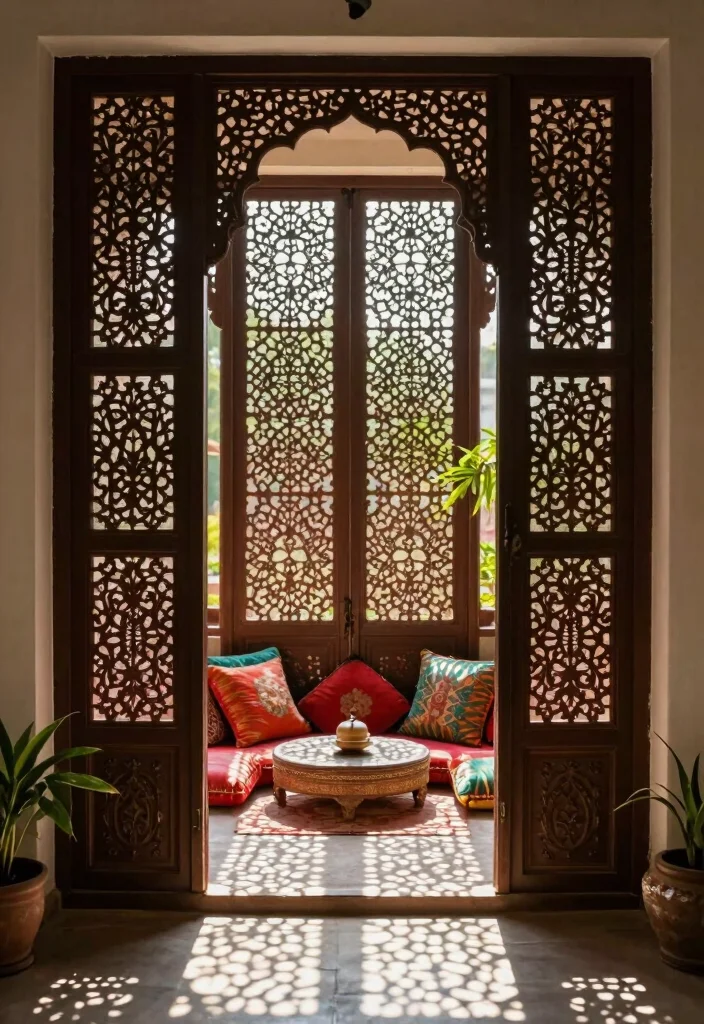 18 Balcony Door Design Indian Ideas With Elegant Detail 5 18 Balcony Door Design Indian Ideas With Elegant Detail - 5. Intricately Carved Jaali Screens 1