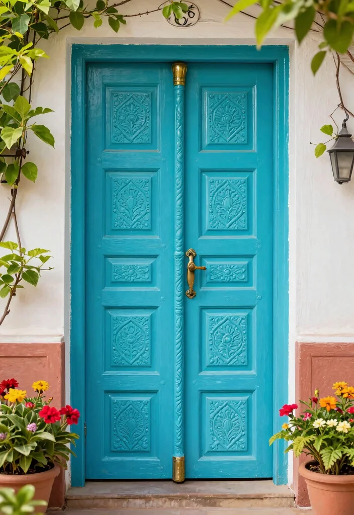 18 Balcony Door Design Indian Ideas With Elegant Detail 6 18 Balcony Door Design Indian Ideas With Elegant Detail - 6. Vibrant Painted Doors 1