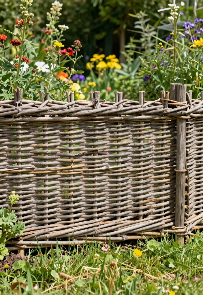18 Garden Fence Design Ideas That Elevate Your Yard - 3. Woven Willow Fences for Organic Appeal 1