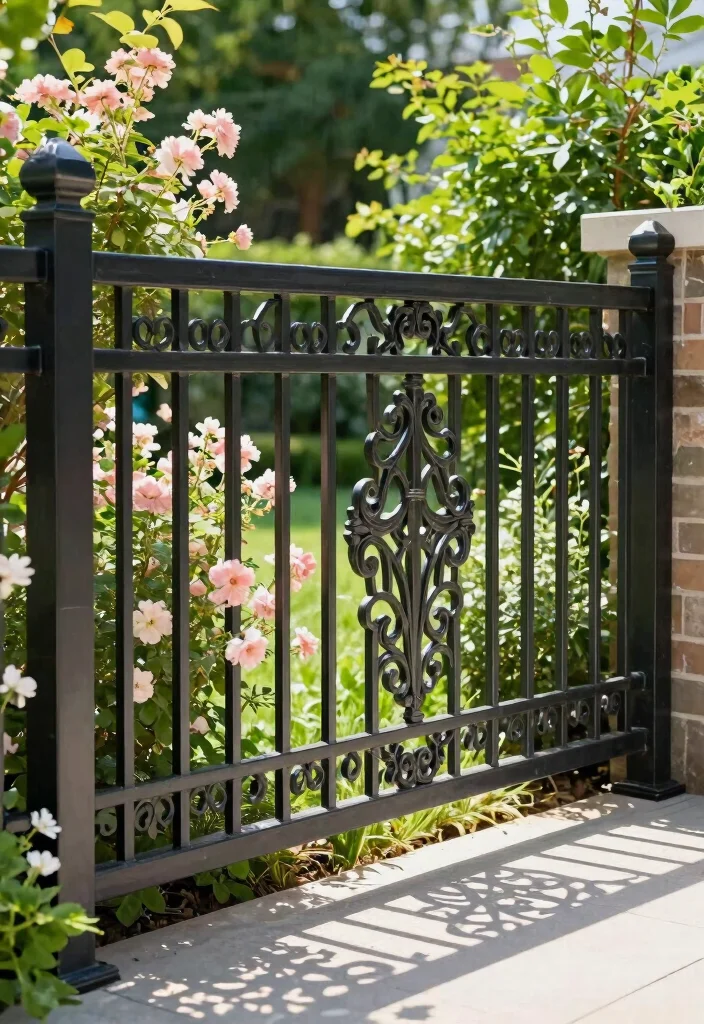 18 Garden Fence Design Ideas That Elevate Your Yard - 9. Decorative Metal Fencing for Artistic Flair 1