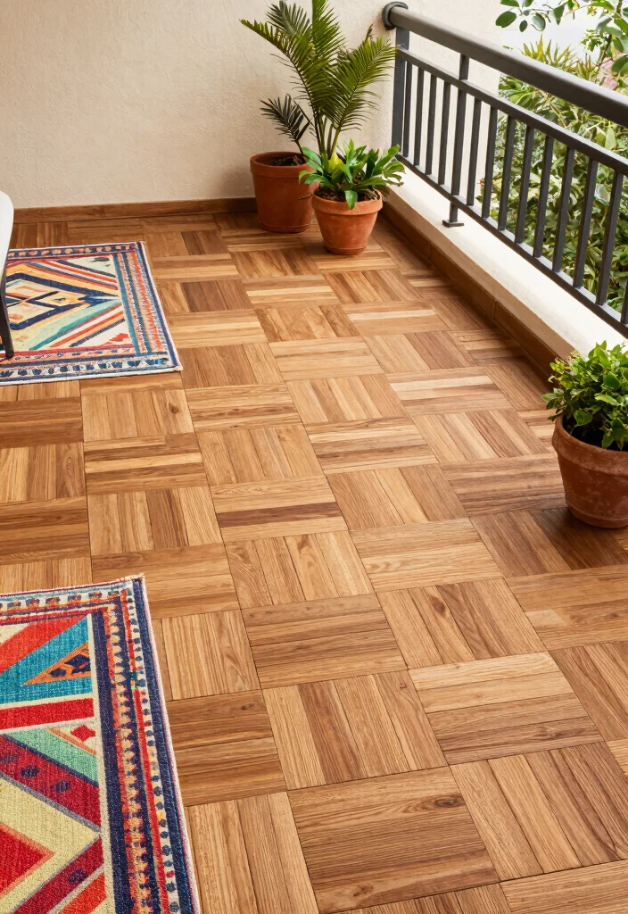 18 Home Balcony Design Ideas With Modern Touch - 12. Unique Flooring Options 1