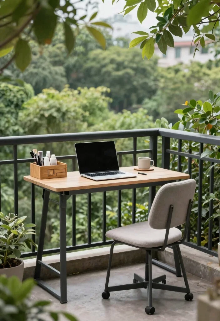 18 Home Balcony Design Ideas With Modern Touch - 15. Portable Outdoor Workspaces 1