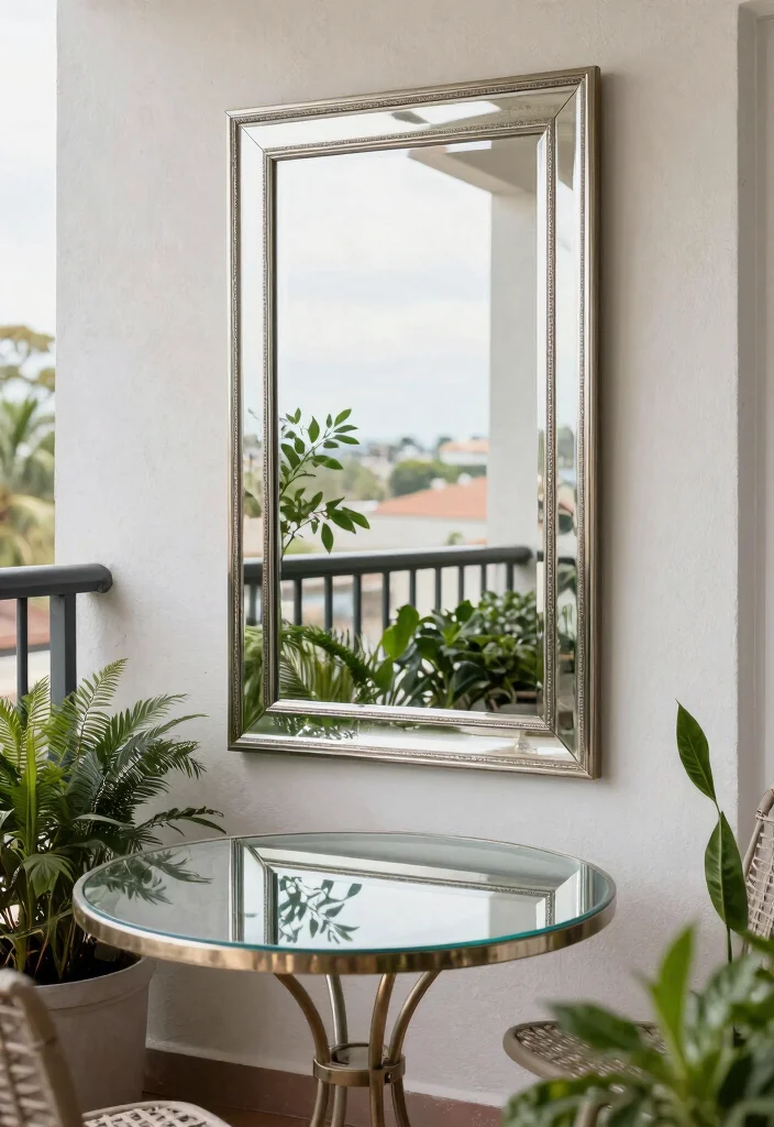 18 Home Balcony Design Ideas With Modern Touch - 17. Reflective Surfaces for Light 1