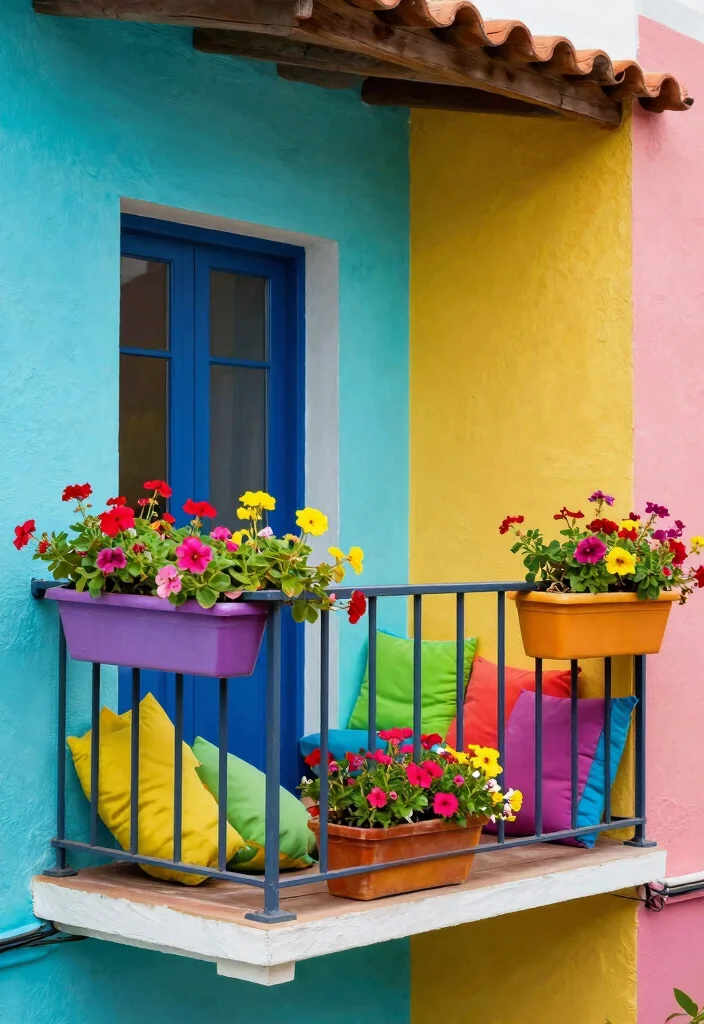 18 Home Balcony Design Ideas With Modern Touch - 18. Embrace Bold Colors 1