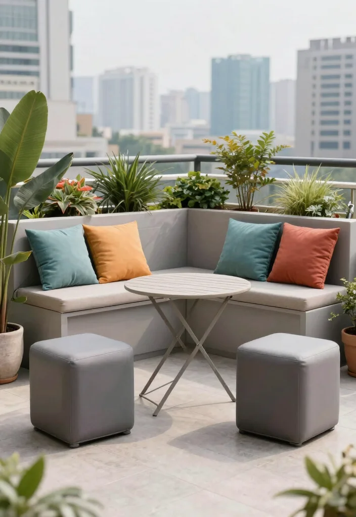 18 Home Balcony Design Ideas With Modern Touch - 5. Functional Outdoor Furniture 1