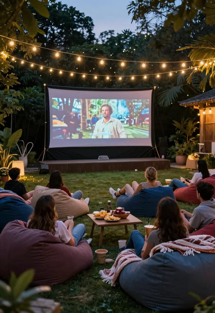 18 Modern Backyard Design Ideas With Sleek Outdoor Style - 15. Outdoor Movie Theater 1