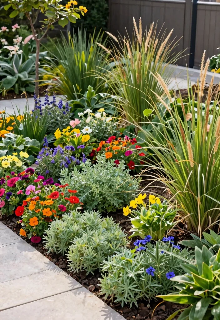 18 Modern Backyard Design Ideas With Sleek Outdoor Style - 16. Textured Plant Borders 1