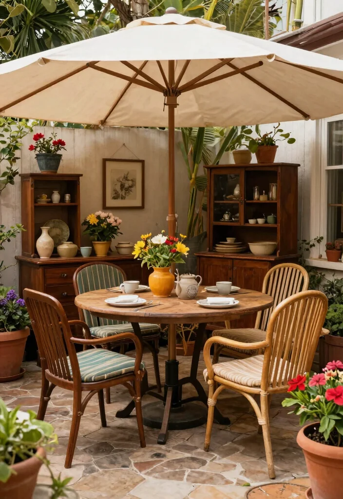 18 Outdoor Terrace Furniture Ideas With Modern Comfort - 12. Vintage Furniture Finds 1