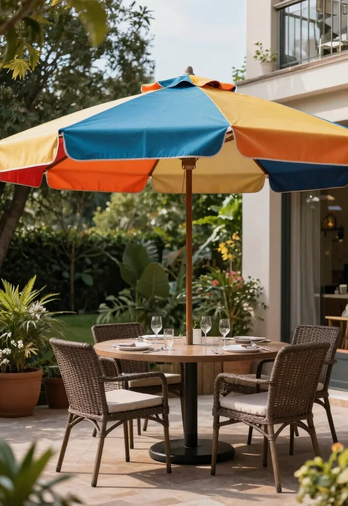 18 Outdoor Terrace Furniture Ideas With Modern Comfort - 15. Stylish Umbrellas and Shade Solutions 1