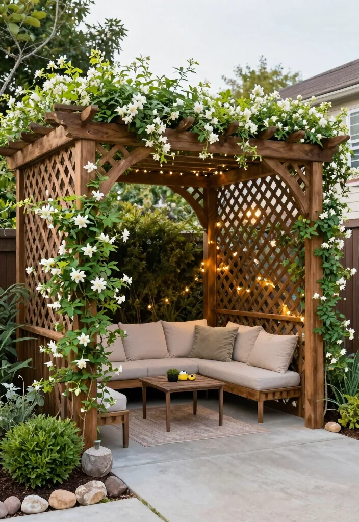 18 Pergola Over Garage Ideas With Functional Style 1 18 Pergola Over Garage Ideas With Functional Style - 1. Lattice-Style Pergola 1