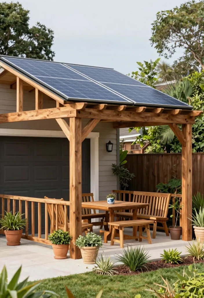 18 Pergola Over Garage Ideas With Functional Style 10 18 Pergola Over Garage Ideas With Functional Style - 10. Eco-Friendly Pergola 1