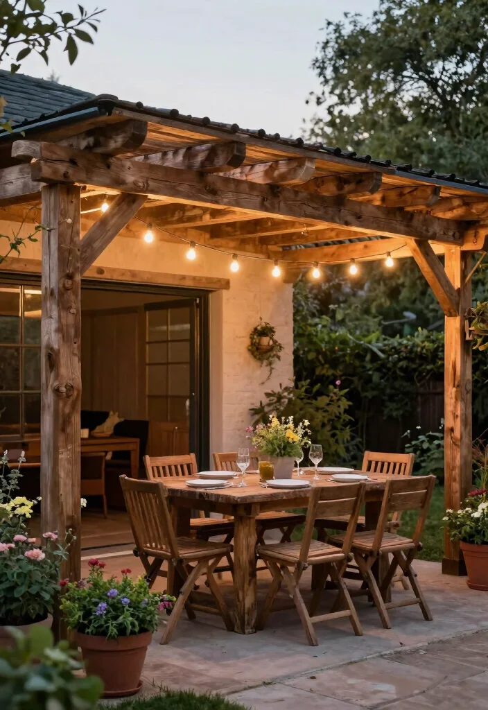 18 Pergola Over Garage Ideas With Functional Style 3 18 Pergola Over Garage Ideas With Functional Style - 3. Rustic Wooden Pergola 1