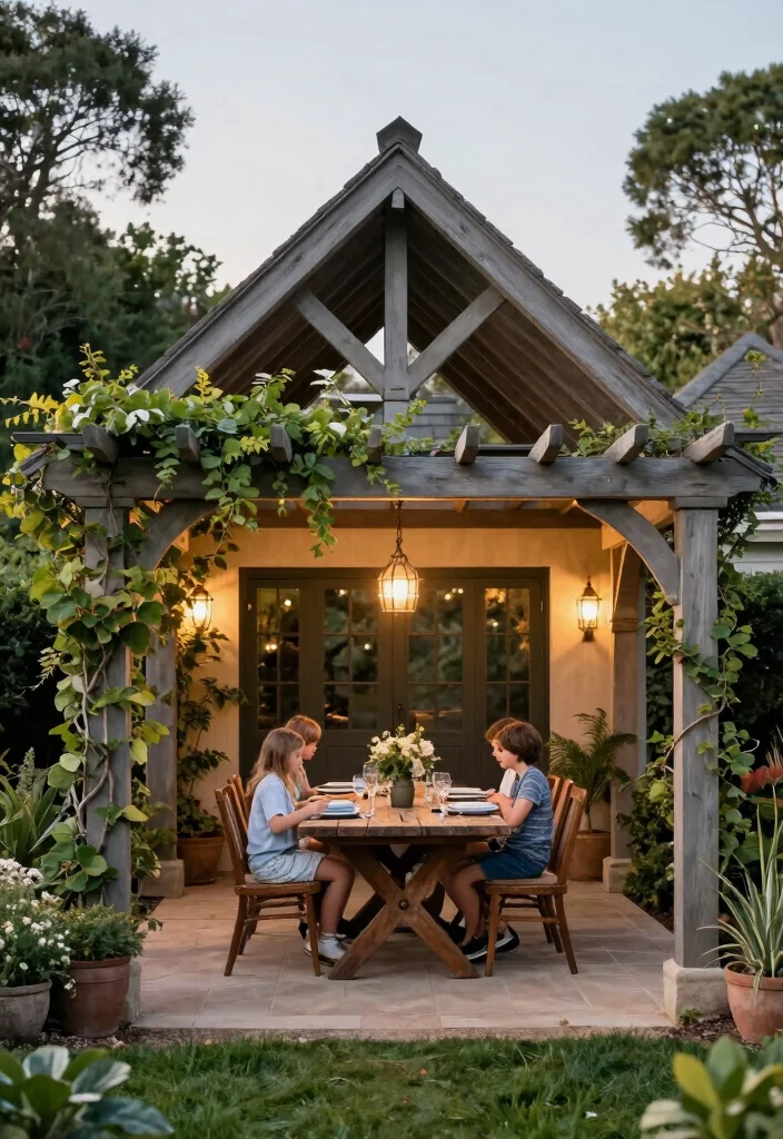 18 Pergola Over Garage Ideas With Functional Style 8 18 Pergola Over Garage Ideas With Functional Style - 8. Traditional Gabled Pergola 1