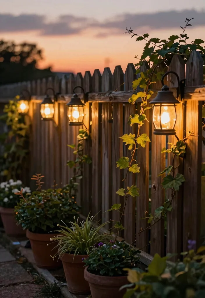 18 Solar Lights on Fence Ideas That Glow Beautifully - 1. Rustic Lanterns for a Charming Touch 1