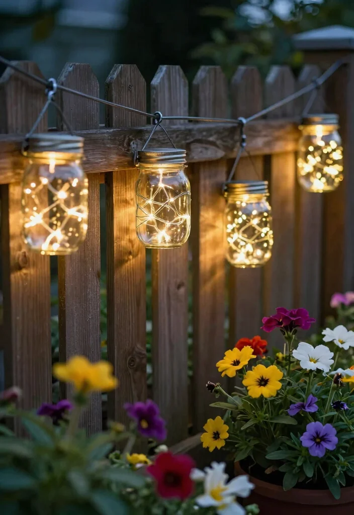 18 Solar Lights on Fence Ideas That Glow Beautifully - 5. DIY Mason Jar Lights for a Personal Touch 1