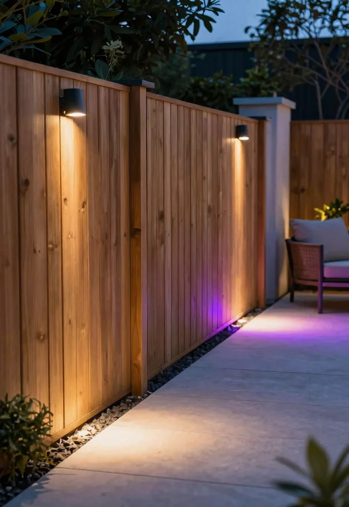 18 Solar Lights on Fence Ideas That Glow Beautifully - 6. LED Strip Lights for a Modern Edge 1