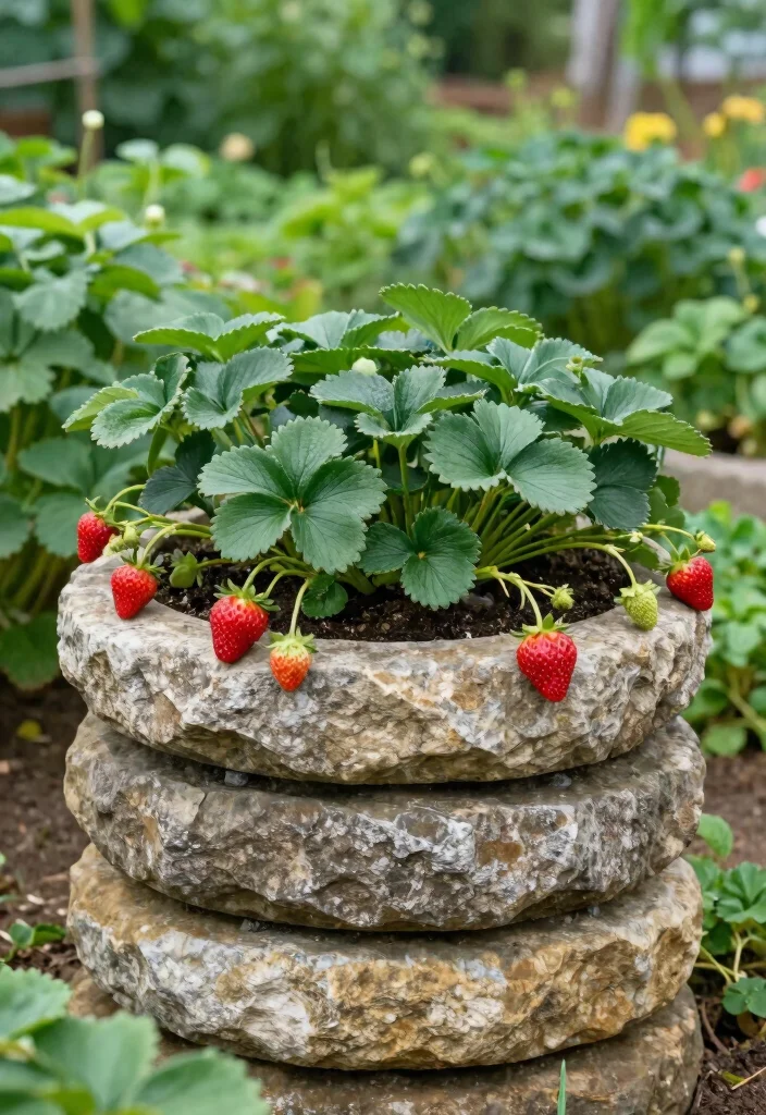 18 Strawberry Planter 2026 Trending Ideas That Maximize Harvest - 11. Stacked Stone Planters 1