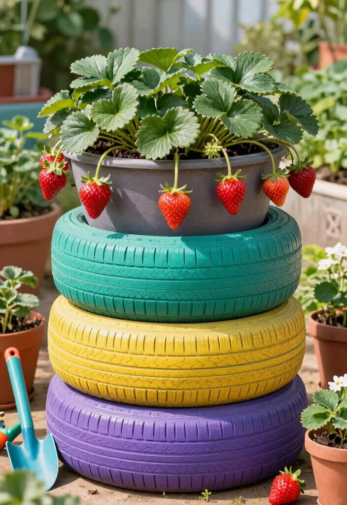 18 Strawberry Planter 2026 Trending Ideas That Maximize Harvest - 13. Upcycled Tire Planters 1
