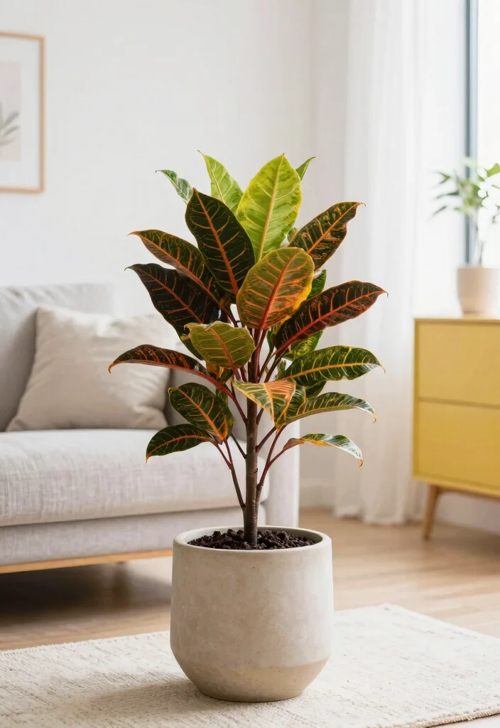 18 Tree in Planter Ideas That Make a Statement - 17. The Colorful Croton 1