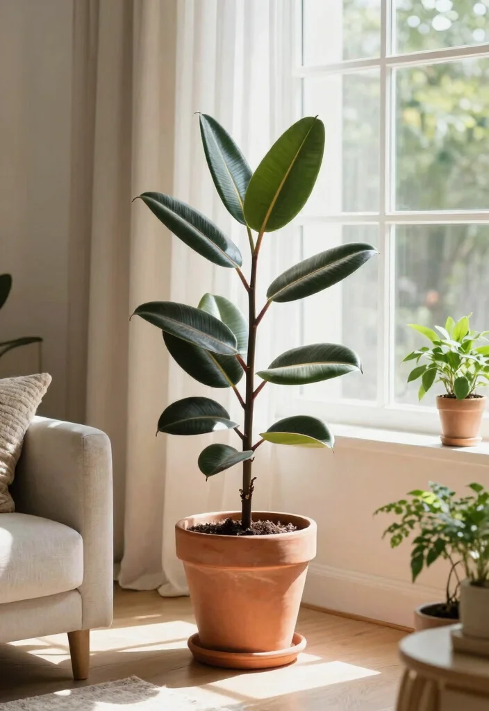 18 Tree in Planter Ideas That Make a Statement - 4. The Whimsical Rubber Plant 1