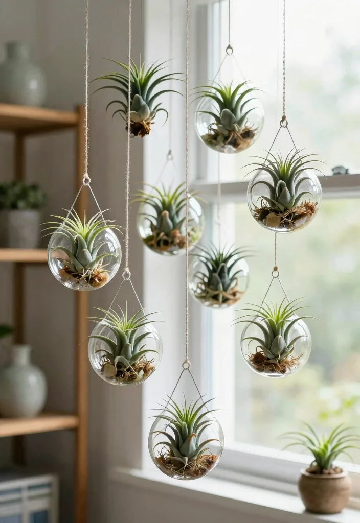 18 Tree in Planter Ideas That Make a Statement - 7. The Artistic Air Plant Display 1