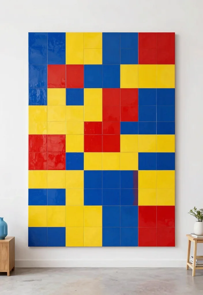 12 Ceramic Wall Art Tiles That Add Texture Without a Full Backsplash - 10. Bold Color-Blocked Tiles 1