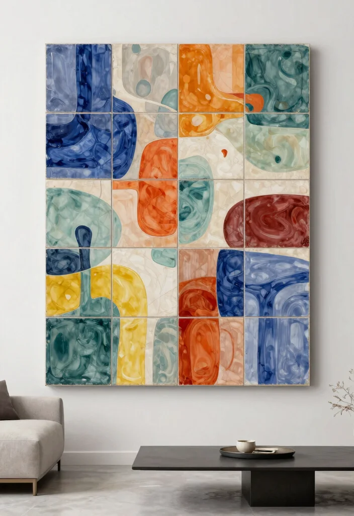 12 Ceramic Wall Art Tiles That Add Texture Without a Full Backsplash - 12. Artistic Abstract Tiles 1