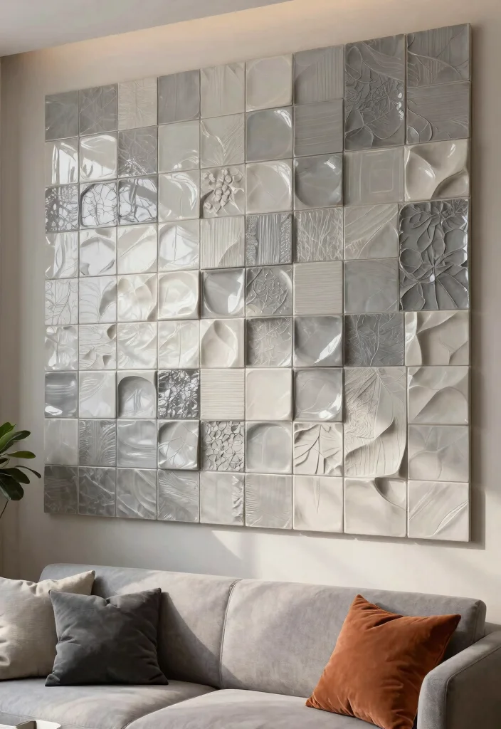 12 Ceramic Wall Art Tiles That Add Texture Without a Full Backsplash - 4. Textured 3D Relief Tiles 1