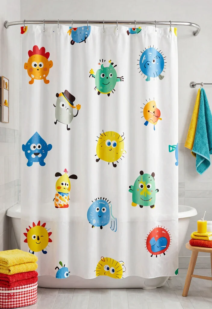 12 Fancy Shower Curtains That Look High-End Without the Price Tag - 12. Playful Cartoon Prints 1
