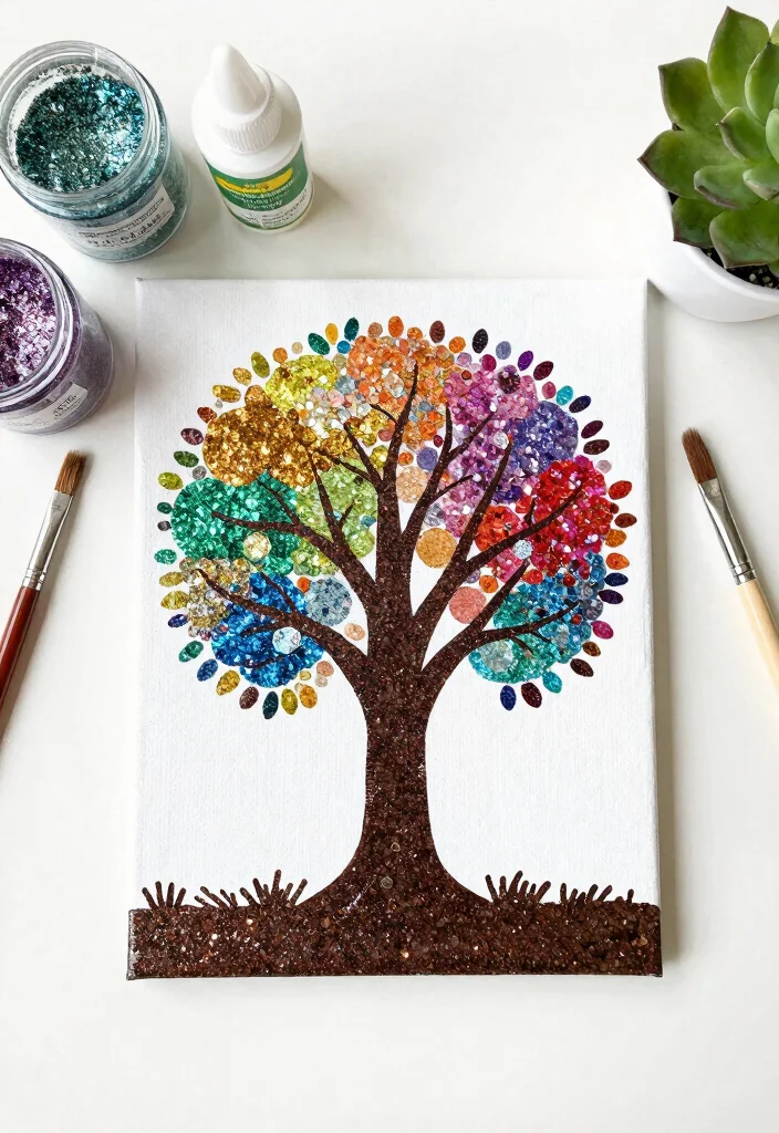 12 Glitter Wall Art Projects That Don't Shed All Over Your Floor - 1. Eco-Friendly Glitter Canvas Art 1