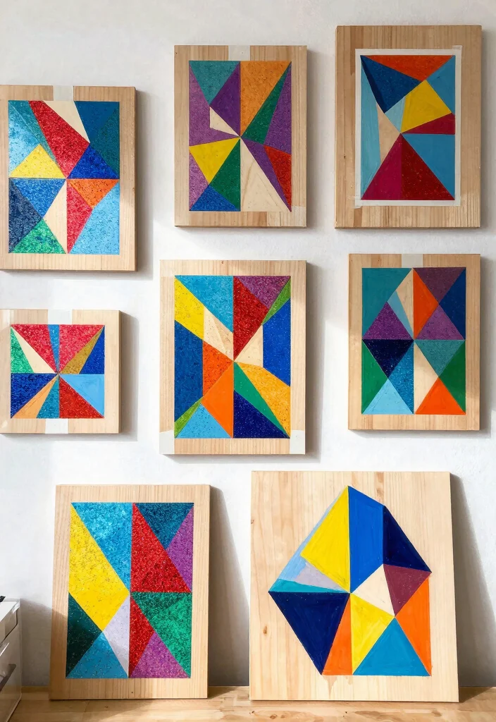 12 Glitter Wall Art Projects That Don't Shed All Over Your Floor - 2. Sparkly Geometric Wall Art 1